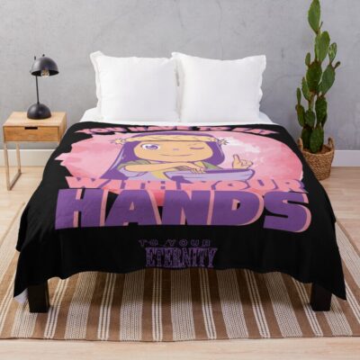 To Your Eternity Eat With Your Hands Black Throw Blanket