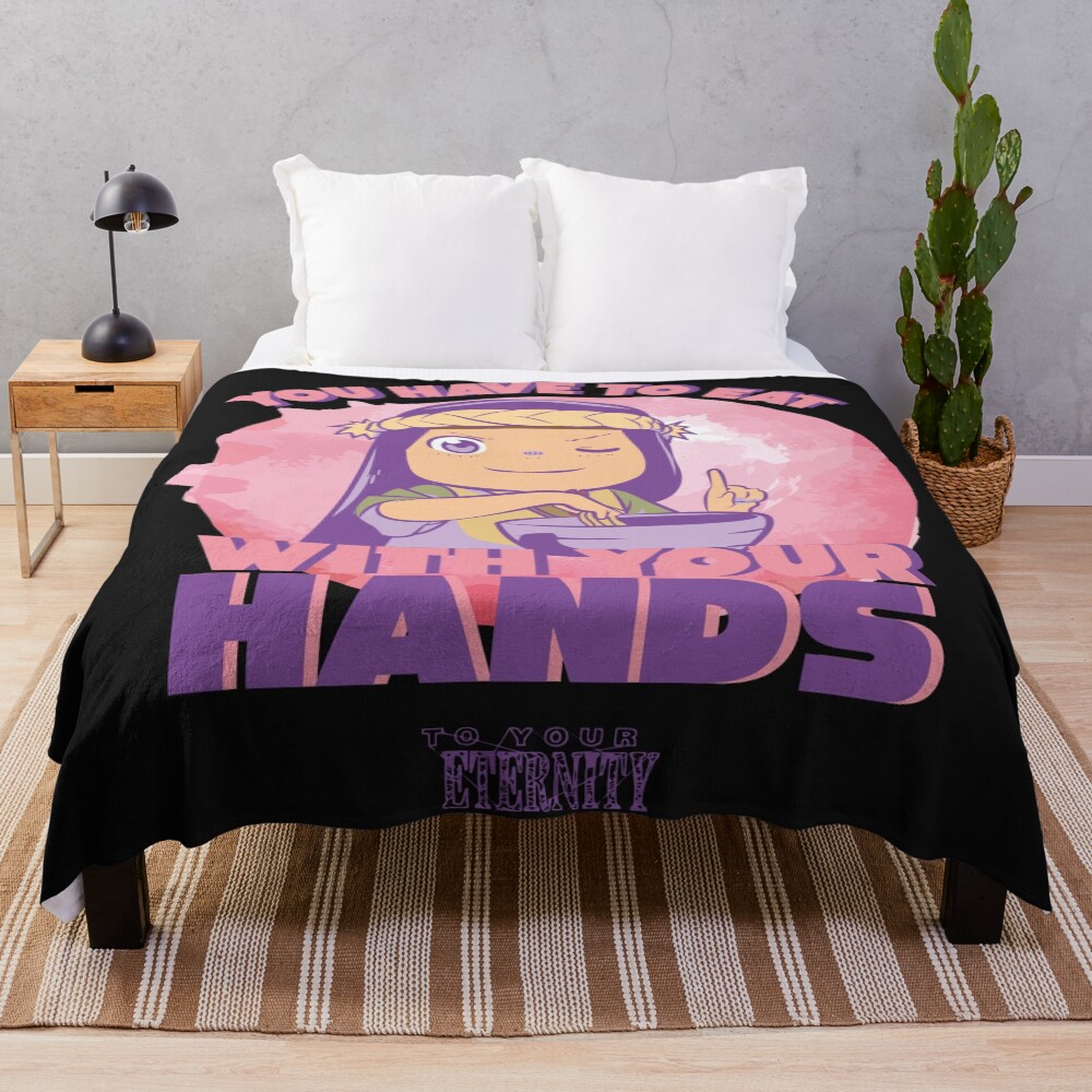 To Your Eternity Eat With Your Hands Black Throw Blanket