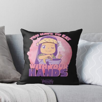 To Your Eternity Eat With Your Hands Black Throw Pillow